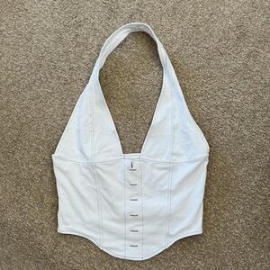 White Halter Neck Corset Top